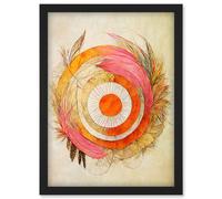 Artery8 Abstract Dreamcatcher With Feathers In Soft Pastel Palette Artwork Framed Wall Art Print A4 in Black Artery8 Black