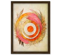 Artery8 Abstract Dreamcatcher With Feathers In Soft Pastel Palette Artwork Framed Wall Art Print A4 in Brown Artery8 Brown