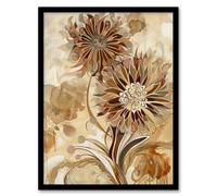 Artery8 Abstract Earthy Wildflowers Floral Mandala Design Living Room Artwork Framed Wall Art Print A4