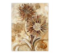 Artery8 Abstract Earthy Wildflowers Floral Mandala Design Living Room Extra Large XL Wall Art Poster Print