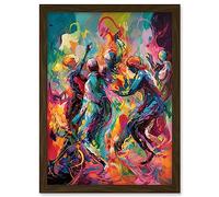 Artery8 Abstract Figures Vibrant Dance Expression Artwork Framed A3 Wall Art Print