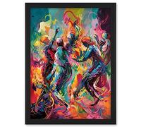 Artery8 Abstract Figures Vibrant Dance Expression Artwork Framed A3 Wall Art Print