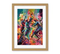 Artery8 Abstract Figures Vibrant Dance Expression Artwork Framed Wall Art Print 18X24 Inch