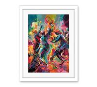 Artery8 Abstract Figures Vibrant Dance Expression Artwork Framed Wall Art Print 18X24 Inch
