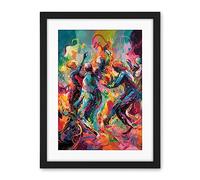 Artery8 Abstract Figures Vibrant Dance Expression Artwork Framed Wall Art Print 18X24 Inch
