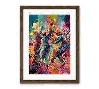 Artery8 Abstract Figures Vibrant Dance Expression Artwork Framed Wall Art Print 18X24 Inch