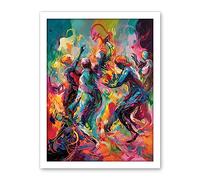 Artery8 Abstract Figures Vibrant Dance Expression Artwork Framed Wall Art Print 18X24 Inch