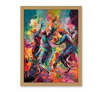 Artery8 Abstract Figures Vibrant Dance Expression Artwork Framed Wall Art Print 18X24 Inch
