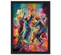 Artery8 Abstract Figures Vibrant Dance Expression Artwork Framed Wall Art Print A4