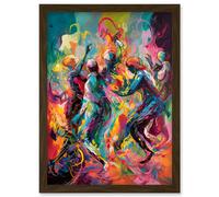 Artery8 Abstract Figures Vibrant Dance Expression Artwork Framed Wall Art Print A4