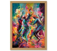 Artery8 Abstract Figures Vibrant Dance Expression Artwork Framed Wall Art Print A4