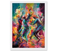 Artery8 Abstract Figures Vibrant Dance Expression Artwork Framed Wall Art Print A4