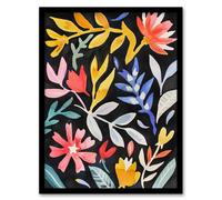 Artery8 Abstract Floral Botanical Henri Matisse Style Living Room Artwork Framed Wall Art Print A4