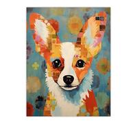 Artery8 Abstract Floral Corgi Dog Geometric Cubist Flowers Extra Large XL Wall Art Poster Print