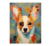 Artery8 Abstract Floral Corgi Dog Geometric Cubist Flowers Unframed Wall Art Print Poster Home Decor Premium | Size: W12" x H16" Artery8 Multicolor W12" x H16"