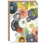 Artery8 Greeting Card Abstract Floral Mandala Daisy Wildflowers Blank For Him Or Her Art Birthday Card