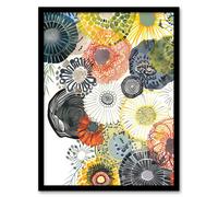 Artery8 Abstract Floral Mandala Daisy Wildflowers Framed Art Print | Size: W12" x H16" Artery8 Multicolor W12" x H16"