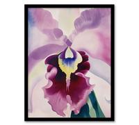 Abstract Floral Watercolour Orchid Soft Bloom Framed Art Print Artery8 Purple A4