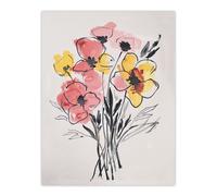Artery8 Abstract Flower Bouquet Pastel Yellow Pink Floral Living Room Extra Large XL Wall Art Poster Print