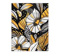 Artery8 Abstract Flowers Black Gold White Floral Folk Art Living Room Large Wall Art Poster Print Thick Paper 18X24 Inch