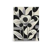 Artery8 Abstract Flowers Floral Black White Canvas Wall Art Print | Size: W12" x H16" Artery8 Black W12" x H16"