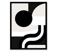 Artery8 Abstract Geometric Artwork Black and White Minimalist Curves and Shapes High Contrast Artwork Framed Wall Art Print A4