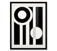 Artery8 Abstract Geometric Black and White Artwork Minimalist Circles and Stripes High Contrast Artwork Framed Wall Art Print 18X24 Inch