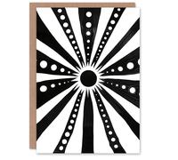Artery8 Abstract Geometric Black and White Solar System Blank For Him Or Her Art Birthday Card