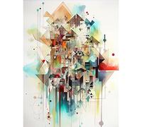 Artery8 Abstract Geometric Fractal Shapes Modern Watercolour Painting Unframed Wall Art Print Poster Home Decor Premium