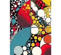 Artery8 Abstract Geometric Patterns and Bubbles Comic Book Style Red Blue Yellow White Pop Art Halftone Large Wall Art Poster Print Thick Paper 18X24 Inch
