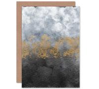 Artery8 Abstract Grey Gold Watercolour Greetings Card Artery8 Grey