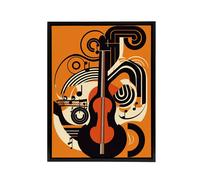 Artery8 Abstract Guitar Graphic Music Framed Canvas Wall Art Print in Orange | Size: W12" x H16" Artery8 Orange W12" x H16"