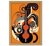 Artery8 Abstract Guitar Graphic Music Poster Illustration Artwork Framed Wall Art Print A4