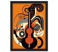 Artery8 Abstract Guitar Graphic Music Poster Illustration Artwork Framed Wall Art Print A4