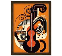 Artery8 Abstract Guitar Graphic Music Poster Illustration Artwork Framed Wall Art Print A4