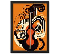 Artery8 Abstract Guitar Graphic Music Poster Illustration Artwork Framed Wall Art Print A4