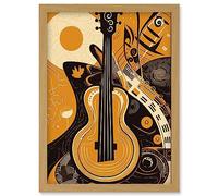 Artery8 Abstract Guitar Music Poster Graphic Illustration Artwork Framed Wall Art Print A4