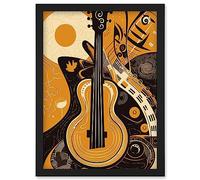 Artery8 Abstract Guitar Music Poster Graphic Illustration Artwork Framed Wall Art Print A4