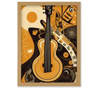 Artery8 Abstract Guitar Music Poster Graphic Illustration Artwork Framed Wall Art Print A4