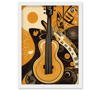 Artery8 Abstract Guitar Music Poster Graphic Illustration Artwork Framed Wall Art Print A4