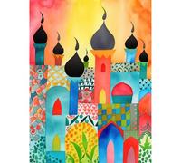 Artery8 Abstract Islamic Cityscape Folk Art Extra Large XL Wall Art Poster Print
