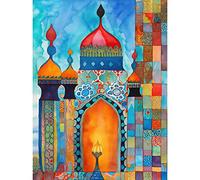 Artery8 Abstract Islamic Mosque Entrance Prayer Folk Art Art Print Canvas Premium Wall Decor Poster Mural