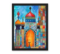 Artery8 Abstract Islamic Mosque Entrance Prayer Folk Art Artwork Framed Wall Art Print 18X24 Inch