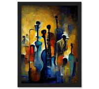 Doppelganger33 LTD Abstract Jazz Orchestra Rhythm & Blues Music Oil Artwork Framed Wall Art Print A4