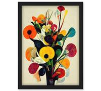 Doppelganger33 LTD Abstract Kandinsky Inspired Multicolour Flower Bouquet In Vase Artwork Framed Wall Art Print A4