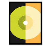Artery8 Abstract Kiwi & Orange Kitchen Artwork Black Green Orange Painting Art Print Framed Poster Wall Decor | Size: W12" x H16" Artery8 Black W12" x H16"