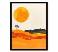 Artery8 Abstract Landscape Lone Tree Bright Boho Painting Living Room Artwork Framed Wall Art Print 18X24 Inch