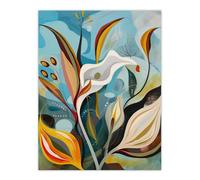 Artery8 Abstract Lily Flowers in Bloom Colourful Spring Living Room Large Wall Art Poster Print Thick Paper 18X24 Inch