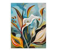 Artery8 Abstract Lily Flowers in Bloom Colourful Spring Wall Art Print | Size: W12" x H16" Artery8 Multicolor W12" x H16"