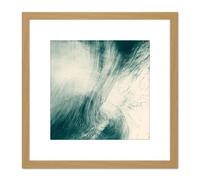 Artery8 Abstract Lines Flow Green 8X8 Inch Square Wooden Framed Wall Art Print Picture with Mount in Light Oak Artery8 Light Oak